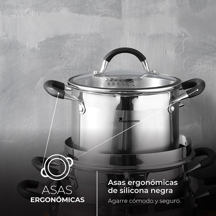 Masterpro Olla BGMP-1502-BK Acero Inoxidable 5 L Ø24 x 12 cm Foodies