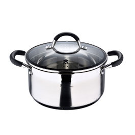 Masterpro Olla Foodies de acero inoxidable con tapa de 5 l, Ø 24 x 12 cm