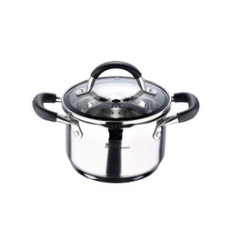 Masterpro Olla Foodies de acero inoxidable 1,8 l con tapa de vidrio