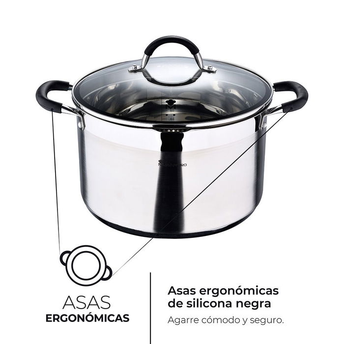 Masterpro Olla Acero Inoxidable Foodies BGMP-1506-BK 9,5L Ø28x16,5cm Inducción