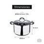 Masterpro Olla Foodies de acero inoxidable con tapa de vidrio 9,5 l