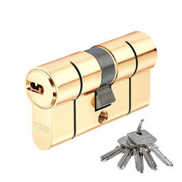 Abus Eurocilindro Latón Doble Embrague Rotura Programada 30/30mm D66mm Leva Larga Incluye 5 Llaves Copiables