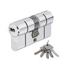 Abus Eurocilindro Doble Embrague Níquel 30/30mm D66 n 30/30mm con 5 Llaves de Puntos Copiables Leva Larga