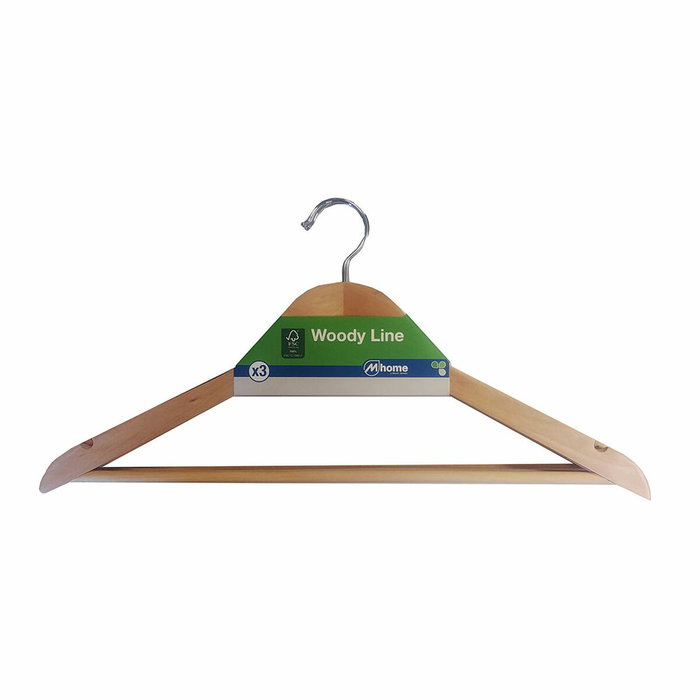 Mondex Perchas contorneadas de madera ecológica FSC, 3 uds Mondex Perchas contorneadas de madera ecológica FSC, 3 uds
