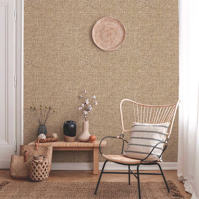 Rollo papel pintado alta calidad textura rafia blanco 0,53x10m 2059-1 ich