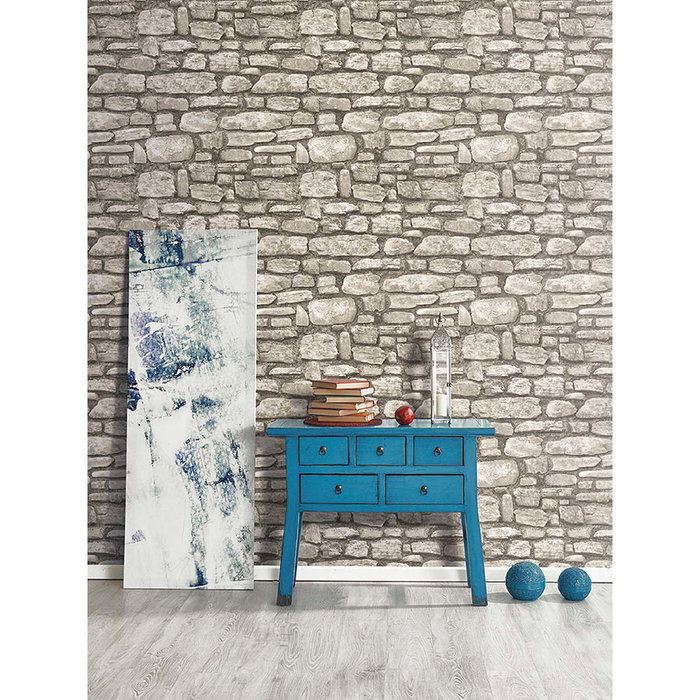 Rollo papel pintado alta calidad textura piedra 3D beige 0,53x10m 2061-2 ich Rollo papel pintado alta calidad textura piedra 3D beige 0,53x10m 2061-2 ich