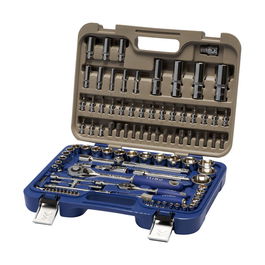 Irimo 129-101-4 Juego de Vasos Hexagonales 1/2 y 1/4 Pulg 8-32 mm y 4-13 mm con Llave de Carraca, 101 Piezas