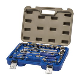 Irimo 129-58-4 Juego de Llave de Carraca y Vasos Hexagonales 1/2" y 1/4", 58 Piezas, Metálico