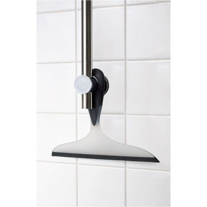 Wenko Limpiacristales para Baño/Ducha Loano 23 cm, Negro/Blanco, Limpieza sin Reflejos para Mamparas y Azulejos