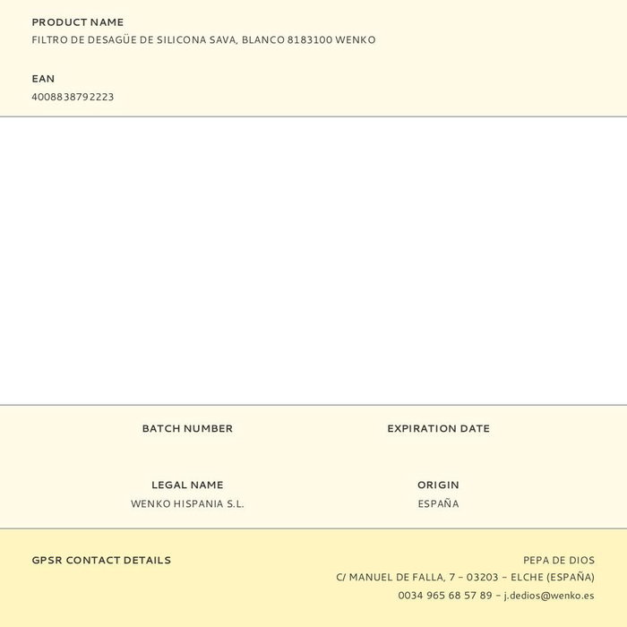 Wenko Filtro de Desagüe de Silicona Sava 8183100 Blanco