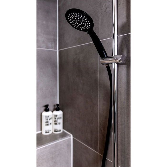 Wenko Mango de ducha young 11cm negro 23941100, cabezal con 5 funciones