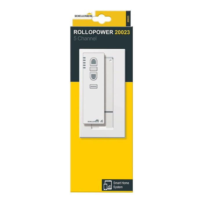 Schellenberg Mando a distancia para persianas 5 canales 20023 blanco. Control remoto de persianas enrollables con apertura, cierre y parada. Hasta 25 accionamientos.