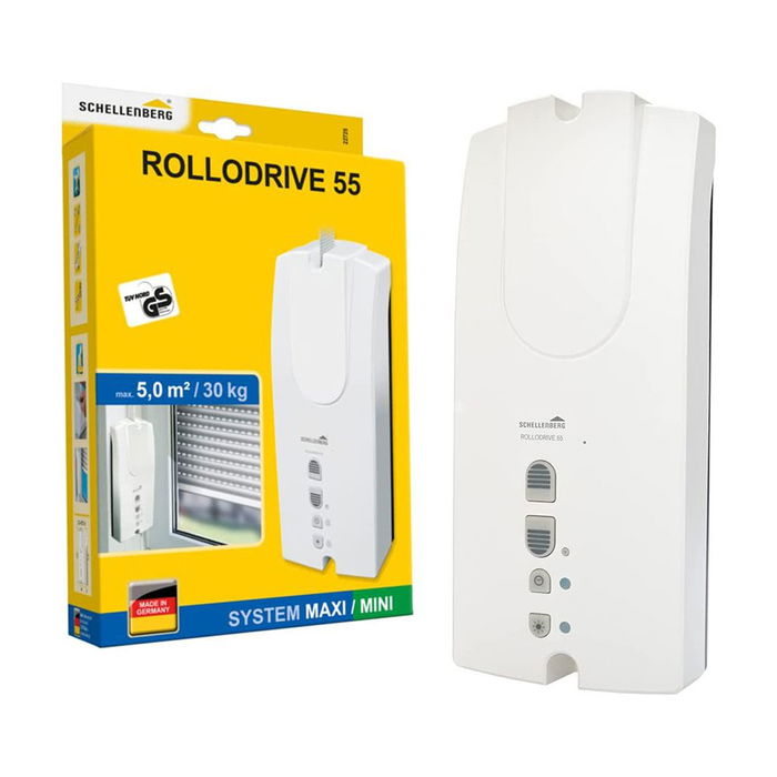 Schellenberg Enrollador Rollodrive 55 22725 para Persianas, Fácil Instalación, Detección de Obstáculos, Bajo Consumo, para Cintas 14mm/23mm