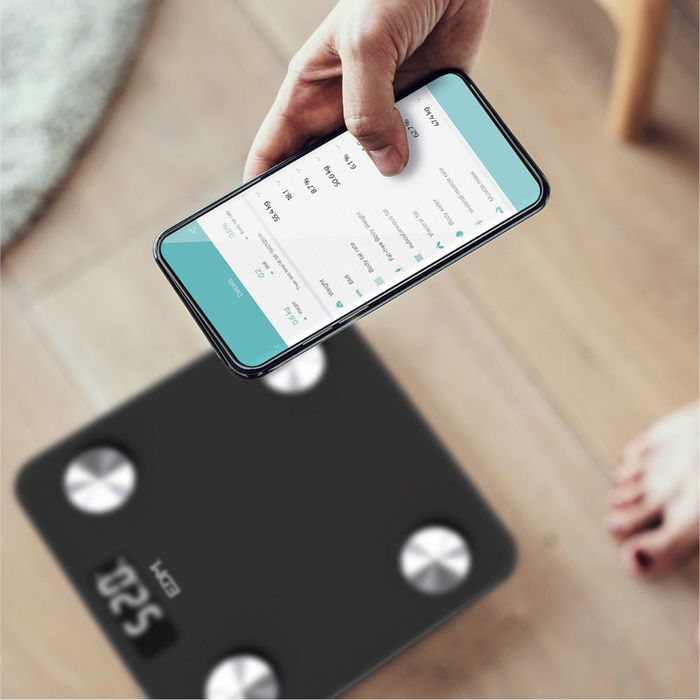 Edm Báscula de Baño Digital Inteligente Bluetooth Negra, Cuerpo Composición, Máximo 180 kg