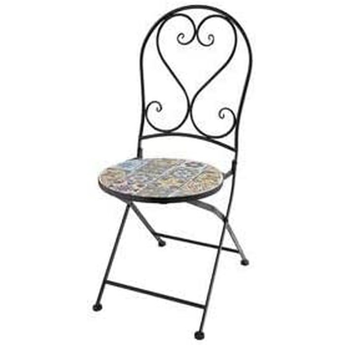 Silla metálica de mosaico modelo Praga plegable negra para exterior Silla metálica de mosaico modelo Praga plegable negra para exterior