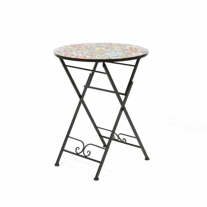 Mesa metálica/mosaico plegable Praga color negro para exterior ø60 x 76 cm