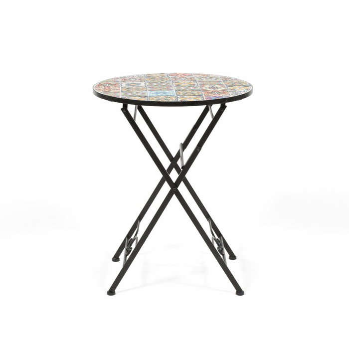 Mesa metálica/mosaico plegable Praga color negro para exterior ø60 x 76 cm