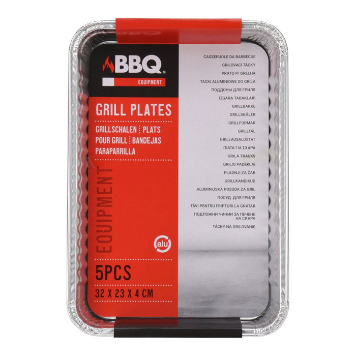 Null Pack de 4 Bandejas Desechables Rectangulares 32 x 23 x77 x 4 cm para Barbacoa