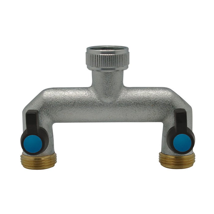 Aqua Control Distribuidor de 2 Vías con Válvulas para Grifo de Rosca Latón Zincado Aqua Control Distribuidor de 2 Vías con Válvulas para Grifo de Rosca Latón Zincado