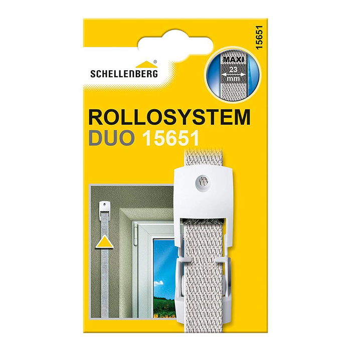 Schellenberg 15651 Guía Cinta Duo Maxi Rodillos y Burlete para Persianas, Blanco, Ancho 23mm