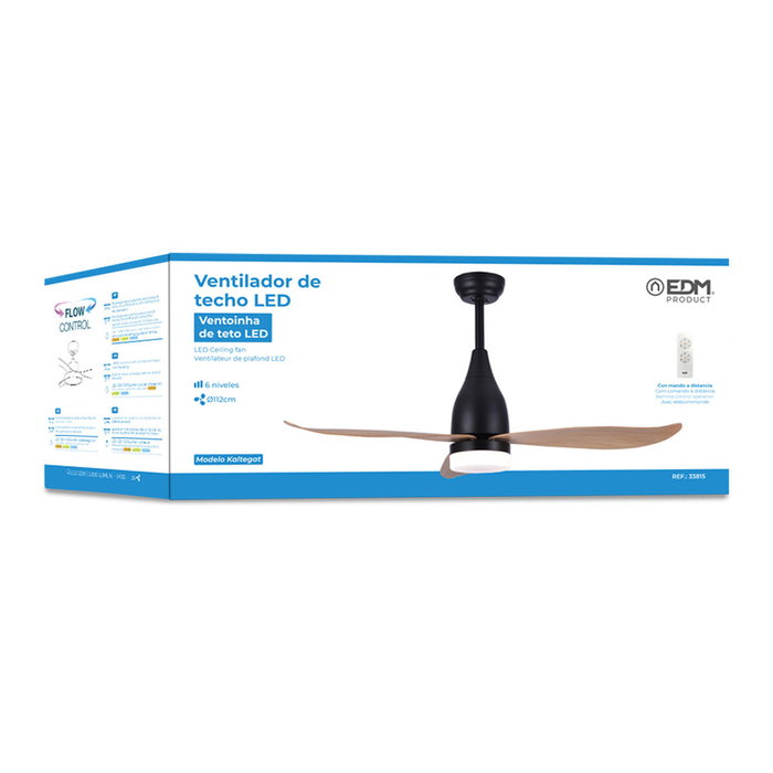 Edm Kattegat Ventilador de Techo 112cm DC con Luz LED 3CCT