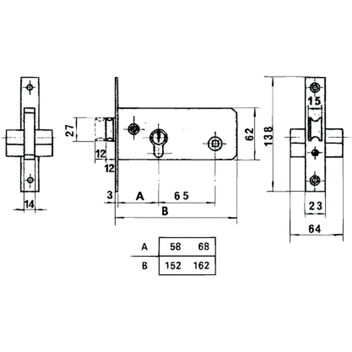 LINCE Cerradura 5557 Inoxidable 60 mm para Puerta Metálica LINCE Cerradura 5557 Inoxidable 60 mm para Puerta Metálica