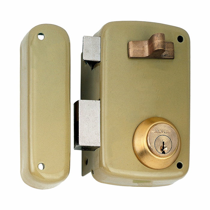Lince Cerradura de sobreponer 95056ahe60i, cilindro 5056a, entrada 60 mm, mano izquierda, acabado Bicapa-oro Lince Cerradura de sobreponer 95056ahe60i, cilindro 5056a, entrada 60 mm, mano izquierda, acabado Bicapa-oro