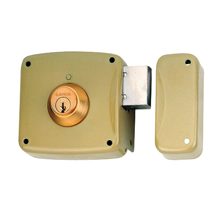 Lince Cerradura de Sobreponer 5124a con Cilindro 5124a, 100 mm, Mano Derecha, Bicapa-oro