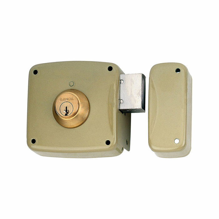 Lince Cerradura de sobreponer 95124ahe12d con cilindro 5124a, entrada 120 mm, mano derecha, Bicapa-oro