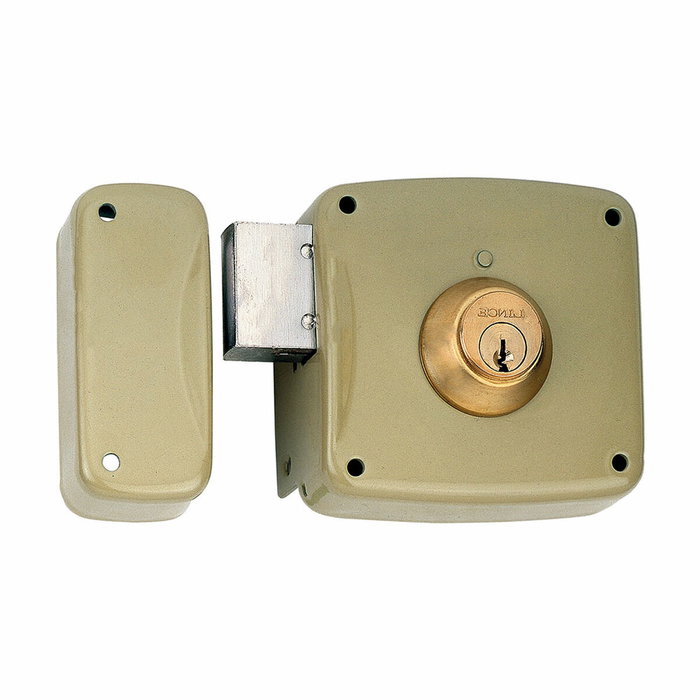 Lince Cerradura de sobreponer 95124ahe10i, cilindro 5124a, entrada 100 mm, mano izquierda, Bicapa-oro