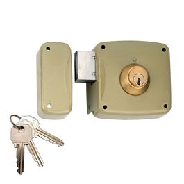 Lince 95124ahe10i Cerradura Sobreponer con Cilindro Entrada 100mm Mano Izquierda Bicapa-Oro