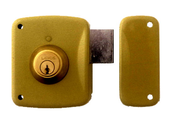 Lince Cerradura de sobreponer 95124ahe10i, cilindro 5124a, entrada 100 mm, mano izquierda, Bicapa-oro
