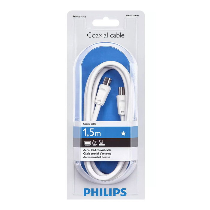 PHILIPS Cable coaxial de antena 1,5m Blanco Swv2516w/10
