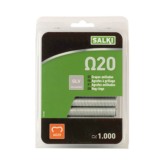 Salki 111220 Grapa Omega 20 Metálica Galvanizada Blíster 1000 Unidades para Cercas Salki 111220 Grapa Omega 20 Metálica Galvanizada Blíster 1000 Unidades para Cercas