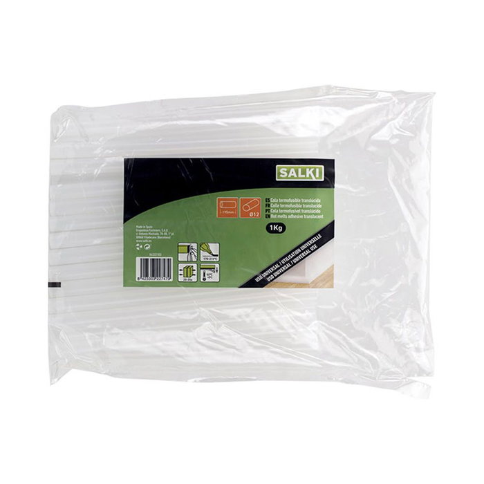 Salki 4322103 Barra de Cola Termofusible Universal Translúcida Ø12 x 195 mm 1kg Salki 4322103 Barra de Cola Termofusible Universal Translúcida Ø12 x 195 mm 1kg