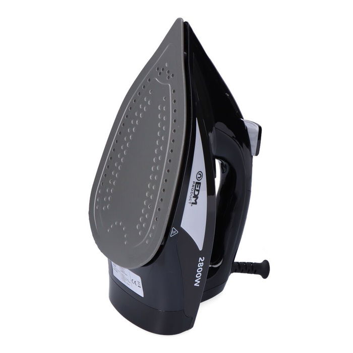 Edm Plancha de Vapor 2800W Grande Antracita con Base Antiadherente Depósito 400ml Vapor Continuo 20g/min Golpe Vapor 160g/min Medidas 30x12.6x16cm