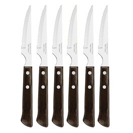 Tramontina Cuchillos de Asado Polywood Castaño 10,16 cm 6 uds Juego Acero Inoxidable