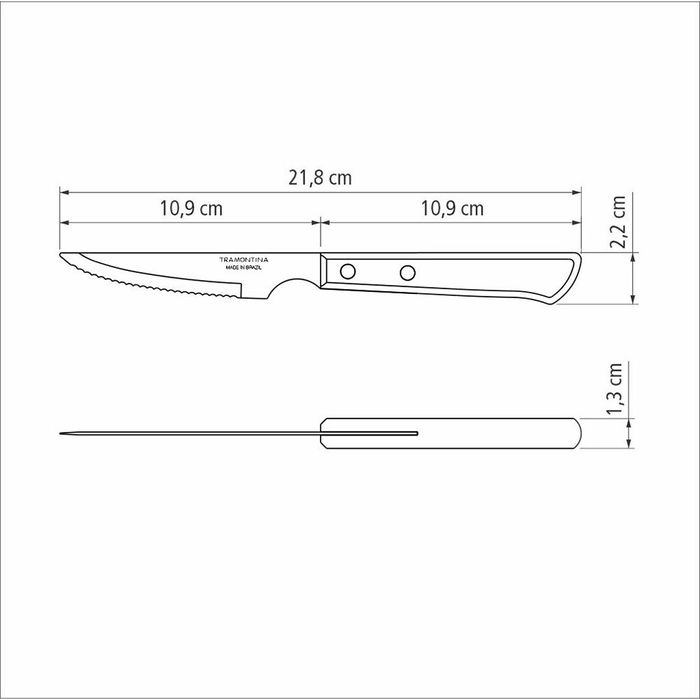 Tramontina Cuchillos de Asado Polywood Castaño 10,16 cm 6 uds Juego Acero Inoxidable