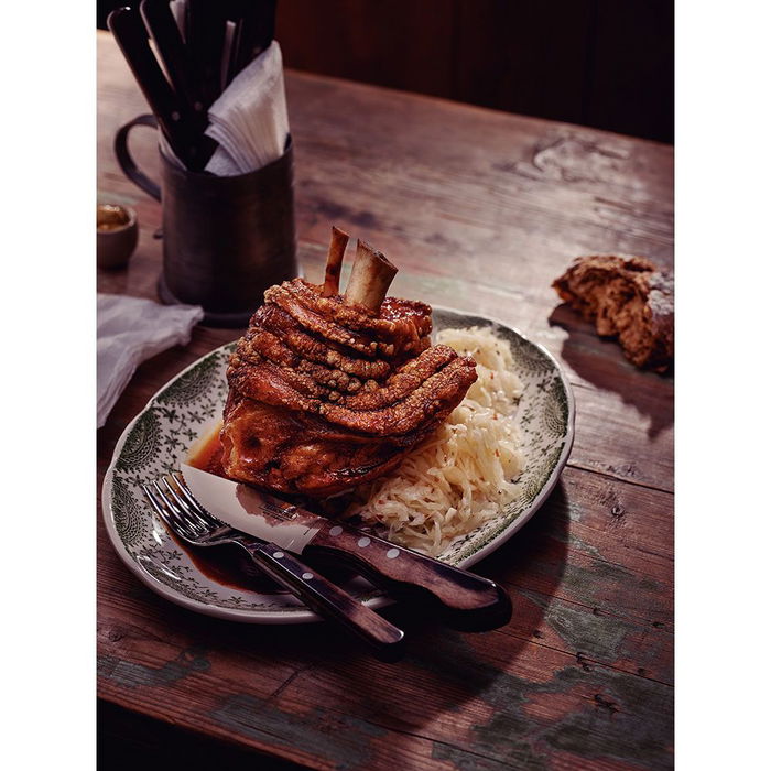 Tramontina Juego de 4 Cuchillos de Asado Jumbo con Mango Polywood Castaño, Hoja de Acero Inoxidable 12.7 cm (5")