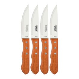 Tramontina Juego de Cuchillos para Asado Jumbo 12,7 cm Acero Inoxidable Mango Madera Natural 4 Piezas