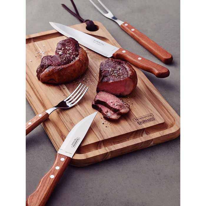 Tramontina Juego de Cuchillos para Asado Jumbo 12,7 cm Acero Inoxidable Mango Madera Natural 4 Piezas