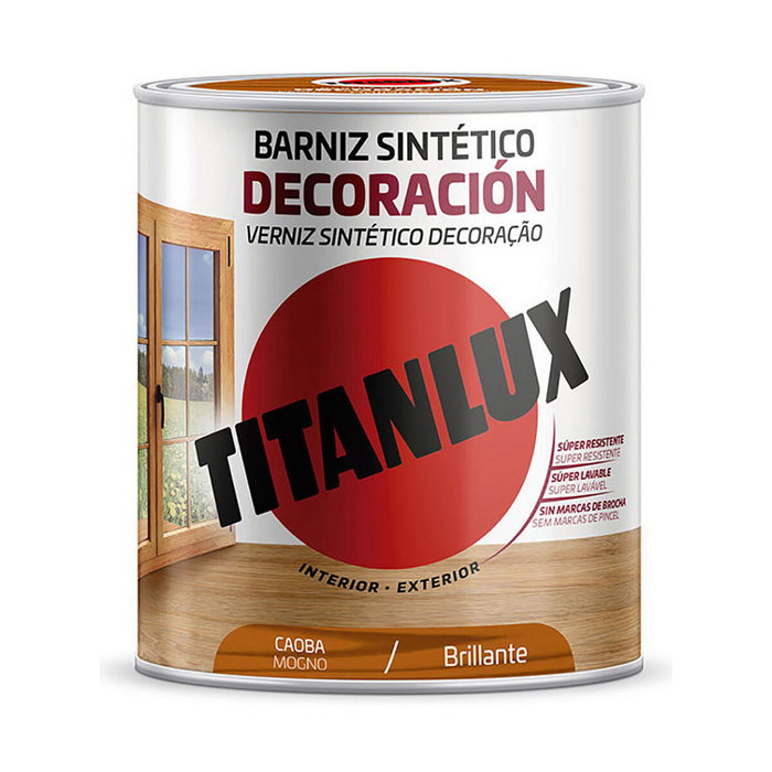 Titan Barniz Sintético Decoración Caoba Brillante 750 ml