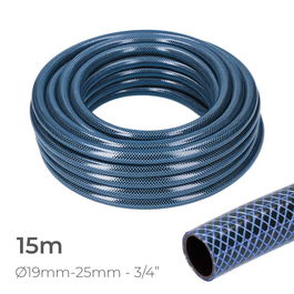 Edm Manguera de Jardín 19 mm, 3/4", 15 m, PVC Flexible, Anti-Algas, Azul, 25 bar