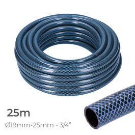 Edm Manguera de Jardín Azul Ø19 mm (3/4 pulg) 25 m PVC Flexible 3 Capas Anti-algas Presión 25 bar