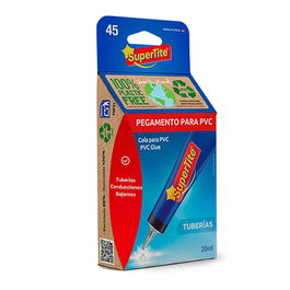 Supertite A2445 Adhesivo PVC, Pegamento para Juntas, Perfiles y Tuberías de PVC, Transparente, 20 ml en Blister