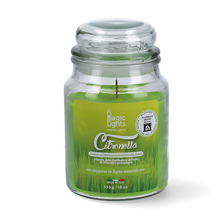 Magic Lights Vela Citronela en Tarro 510 ml Repelente Moscas Mosquitos Cera Prensada Mayor Duración