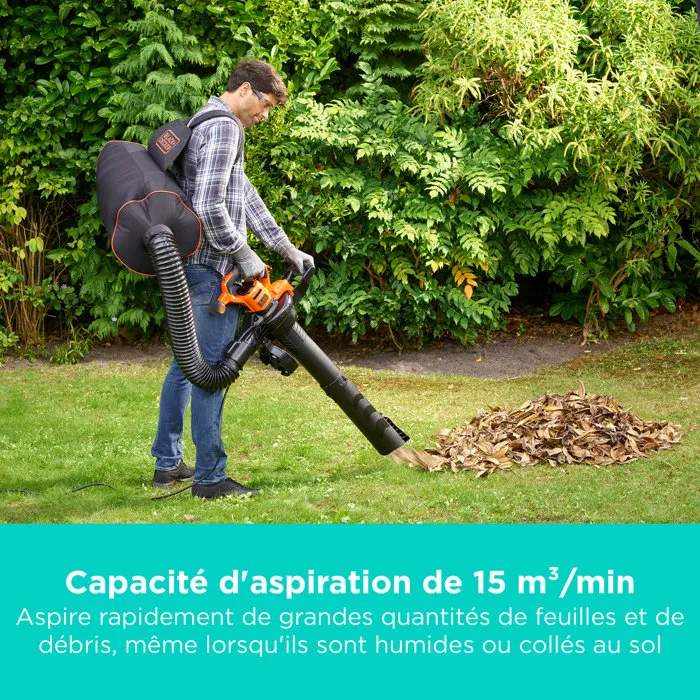 Black + Decker BEBLV300-QS Aspirador Soplador Triturador de Mochila 3000W 72L Black + Decker BEBLV300-QS Aspirador Soplador Triturador de Mochila 3000W 72L