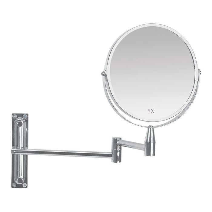Andrea House Espejo Extensible Cromado x5 Aumentos Metal Baño Doble Cara 1x y 5x 21.5-39x3x26.5cm
