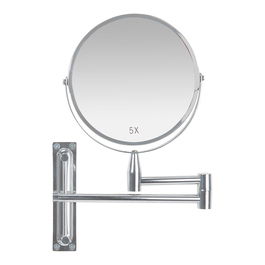 Andrea House Espejo Extensible Cromado x5 Aumentos Metal Baño Doble Cara 1x y 5x 21.5-39x3x26.5cm