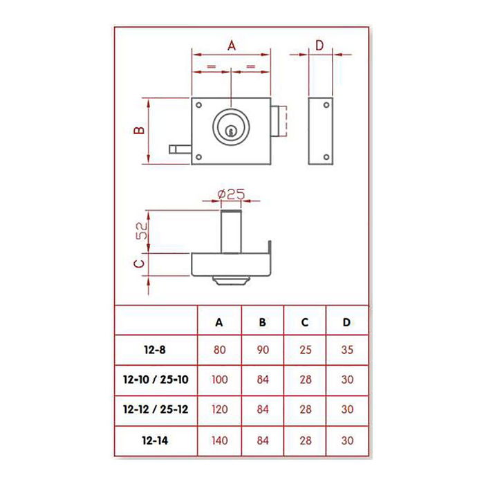 Jis Cerradura de sobreponer golpe y llave 120mm derecha 12-12d Jis